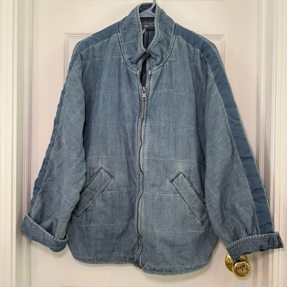 Free People Quilted Dolman Denim Jacket Size S